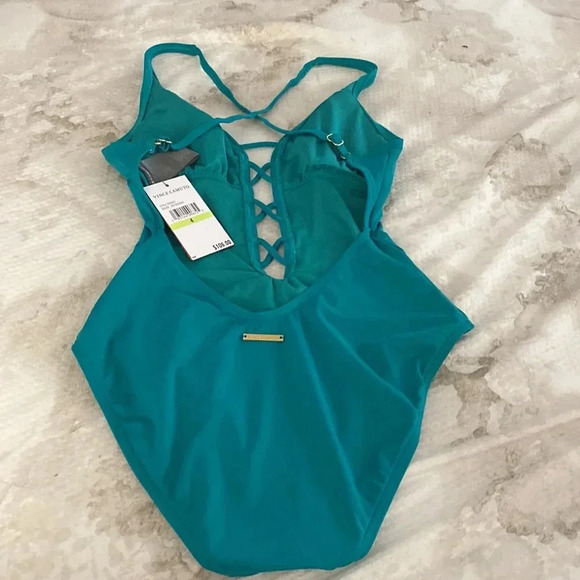 Vince Camuto Strappy Plunging V-Neck One Piece Swimsuit - Picture 5 of 7